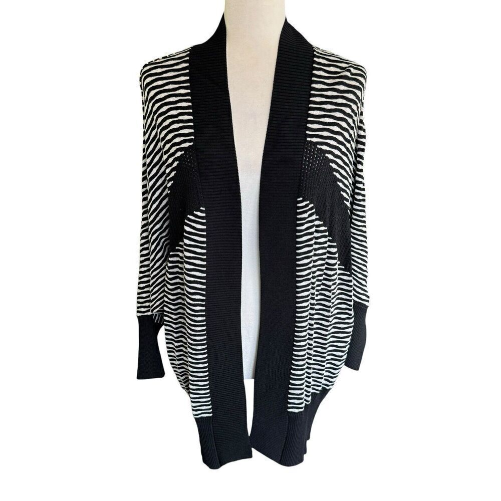 Marc Bouwer Sweater Knit Dolman Sleeved Color Blocked Cocoon Cardigan L